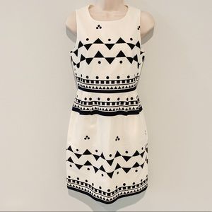 Jcrew sheath dress with navy pattern